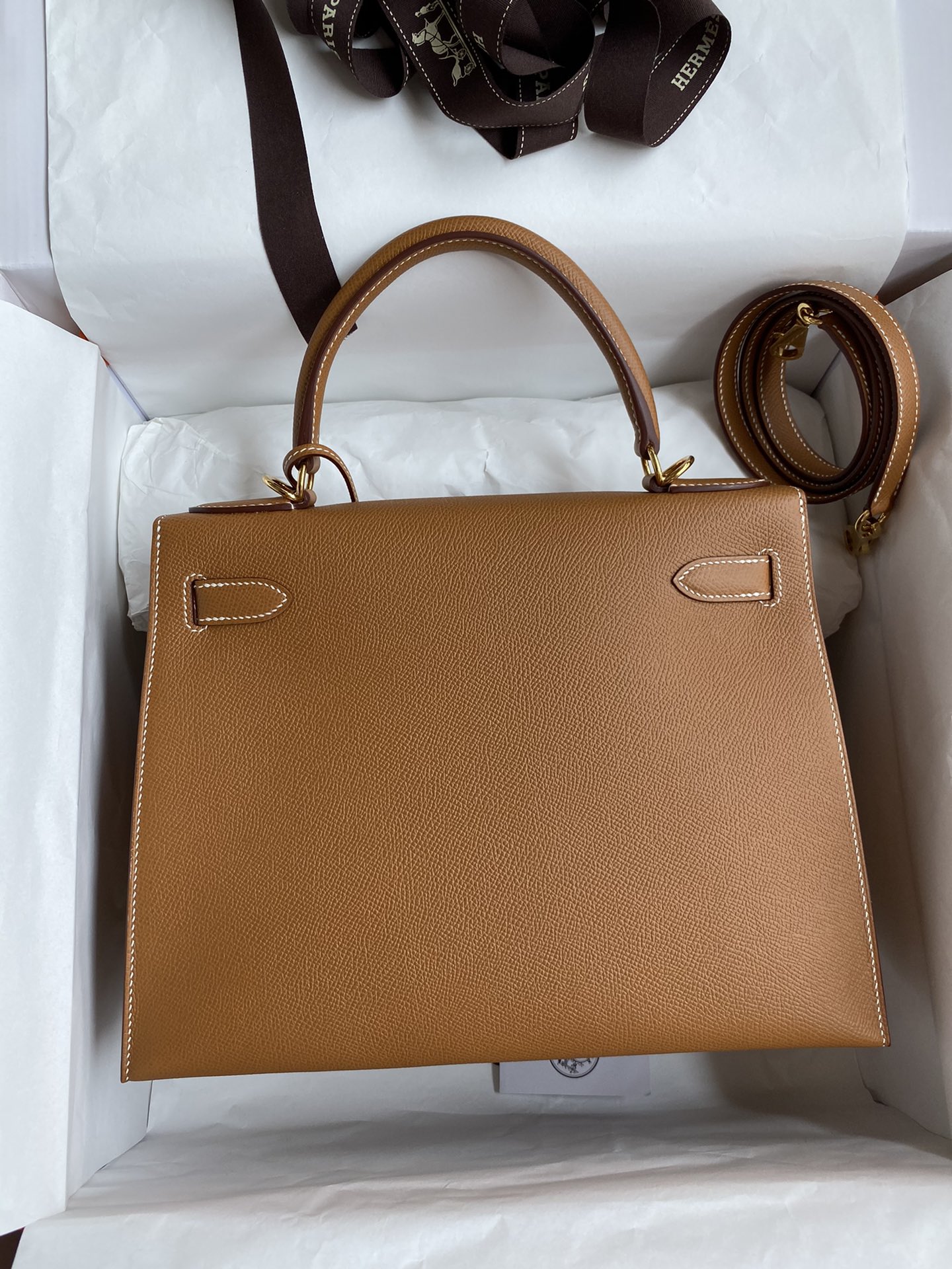 Hermes Kelly 28cm Handbag Shoulder Bag in Brown Epsom Leather